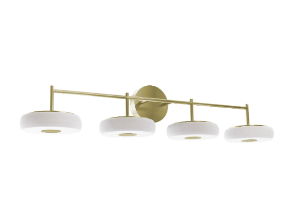 AFX Lighting JUNV4108LAJUDLB June 4 Light 8 Inch LED Wall Sconce Light, 120-277V, Watt 40W, Selectable 5CCT Light Antique Brass Finish