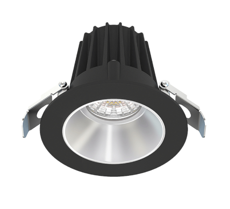 Lotus LED Lights JXL-COB02-R09W-5CCT-BK-2RR-SM-AZ 2" Round Economy Regressed LED Downlight - 9W - Black Trim / Silver Reflector - CCT Selectable - 120V