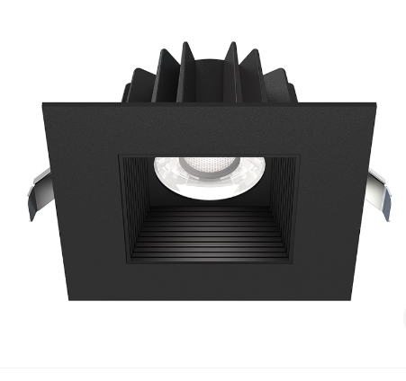 Lotus LED Lights JXL-COB04-S15W-5CCT-BK-4SR-BF-BK 4" Square Economy Regressed Led Downlight - 15w - Black Trim / Black Baffle Reflector - 27k / 3k / 35k / 4k / 5k - 120v