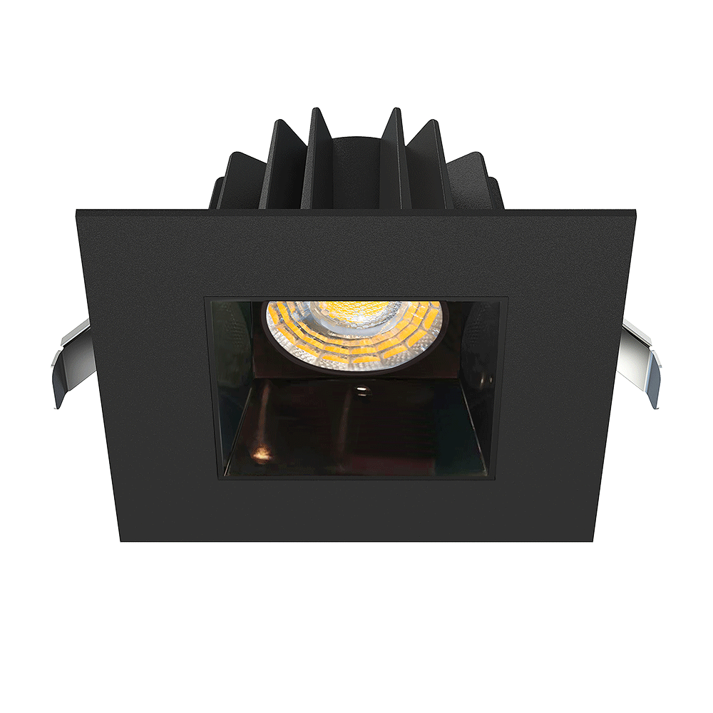 Lotus LED Lights JXL-COB04-S15W-5CCT-BK-4SR-SM-BC 4" Square Residential Recessed LED Downlight - 15W 5CCT (2700K-5000K), TRIAC Dimmable, Black Trim/Black Chrome Reflector, Airtight, cETLus-Certified for Insulated/Damp Ceilings