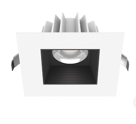 Lotus LED Lights JXL-COB04-S15W-5CCT-WH-4SR-BF-BK 4" Square Economy Regressed Led Downlight - 15w - White Trim / Black Baffle Reflector - 27k / 3k / 35k / 4k / 5k - 120v