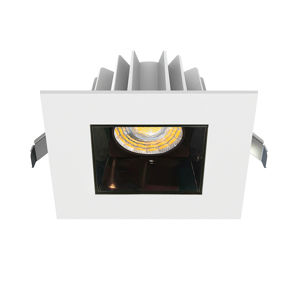 Lotus LED Lights JXL-COB04-S15W-5CCT-WH-4SR-SM-BC 4" Square Residential Recessed LED Downlight - 15W 5CCT (2700K-5000K), TRIAC Dimmable, White Trim/Black Chrome Reflector, Airtight, cETLus-Certified for Insulated/Damp Ceilings