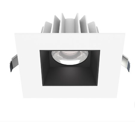 Lotus LED Lights JXL-COB04-S15W-5CCT-WH-4SR-SM-BK 4" Square Economy Regressed Led Downlight - 15w - White Trim / Black Smooth Reflector - 27k / 3k / 35k / 4k / 5k - 120v