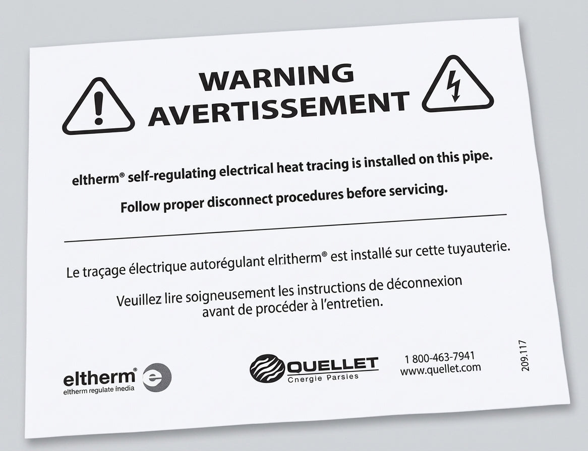 Ouellet KIT-OSR-EL-WS03 Warning Label - Language: English/French