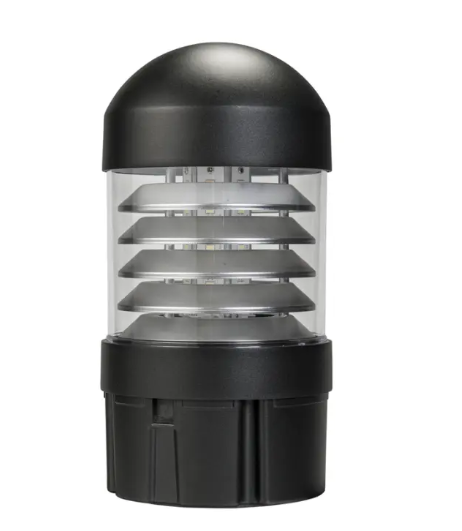 Keystone KT-BLED24PS-2A-UNV-8CSB-VDIM-B Louvered Reflector Dome Top Bollard Head - Photocell - 14 | 19 | 24W - CCT Selectable - 120-277V - Black