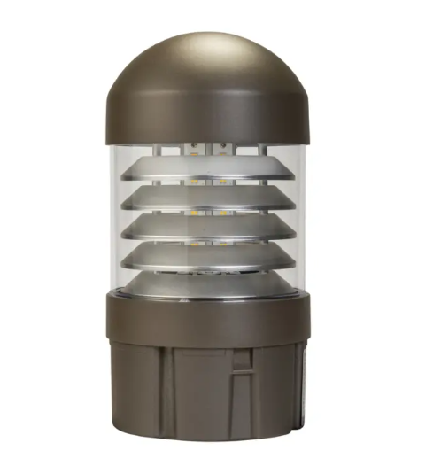 Keystone KT-BLED24PS-2A-UNV-8CSB-VDIM Louvered Reflector Dome Top Bollard Head - Photocell - 14 | 19 | 24W - CCT Selectable - 120-277V - Bronze