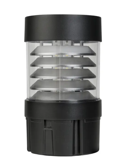 Keystone KT-BLED24PS-2B-UNV-8CSB-VDIM-B Louvered Reflector Flat Top Bollard Head - Photocell - 14 | 19 | 24W - CCT Selectable - 120-277V - Black
