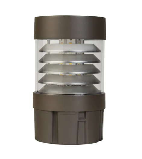 Keystone KT-BLED24PS-2B-UNV-8CSB-VDIM Louvered Reflector Flat Top Bollard Head - Photocell - 14 | 19 | 24W - CCT Selectable - 120-277V - Bronze
