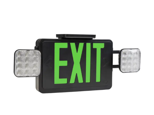 Keystone KT-EC-TP1-BL3RGW-SD-RC LED Exit Emergency Combo - Remote Capable - Single or Double Face - Red or Green Letters - 120-277V - Battery Backup - Black