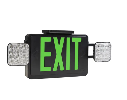 Keystone KT-EC-TP1-BL3RGW-SD LED Exit Emergency Combo - Single or Double Face - Red or Green Letters - 120-277V - Battery Backup - Black