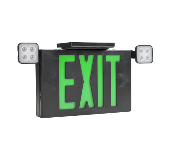 Keystone KT-EC-TP2-BL3RGW-SU-RC LED Exit Emergency Combo - Remote Capable - Single or Double Face - Red or Green Letters - 120-277V - Battery Backup - Black
