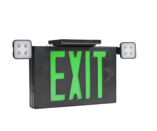 Keystone KT-EC-TP2-BL3RGW-SU LED Exit Emergency Combo - Single or Double Face - Red or Green Letters - 120-277V - Battery Backup - Black