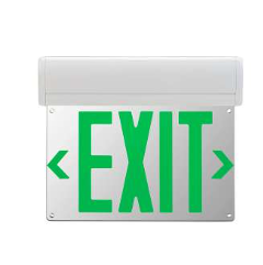 Keystone KT-EX-EL1-WH3GL-SU Exit Sign | Edge Lit | Style 1 | White Color | Single or Double Facing | Green Lettering| Surface Mount | 120-277 Vac Input | Emergency Battery Backup