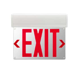 Keystone KT-EX-EL1-WH3RL-SU Exit Sign | Edge Lit | Style 1 | White Color | Single or Double Facing | Red Lettering| Surface Mount | 120-277 Vac Input | Emergency Battery Backup