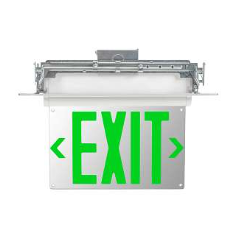 Keystone KT-EX-EL2-WH3GL-UU Exit Sign | Edge Lit | Style 2 | White Color | Single or Double Facing | Green Lettering| Universal Mount | 120-277 Vac Input | Emergency Battery Backup