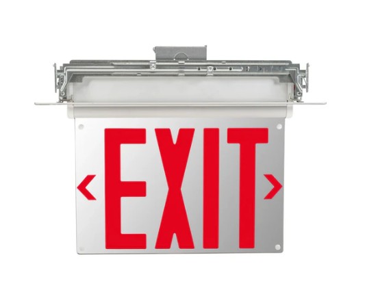 Keystone KT-EX-ELNY1-WH3RL-RU Exit Sign | Edge Lit | NYC Compliant | Style 1 | White Color | Single or Double Facing | Red Lettering | Recessed Mount | 120-277 Vac Input | Emergency Battery Backup