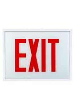 Keystone KT-EX-STCH1-WH1RL-SU /EE Exit Sign | Steel | Chicago Compliant | Style 1 | White Color | Single Facing | Red Lettering| Surface Mount | 120-277 Vac Input | Emergency Battery Backup | Additional Faceplate Included: EXIT