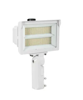 Keystone KT-FLED140PS-R2B-UNV-8CSB-VDIM-W 100/140W LED Flood Light with Photocell, 7Hx6V, 120V-277V, CCT Select, White Finish