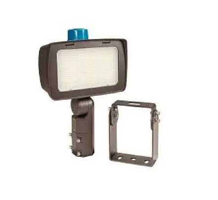 Keystone KT-FLED140PS-R4-OSF-UNV-8CSB-VDIM 100/140W LED Flood Light with Optic Swap & Photocell, 120V-277V, CCT Select, Bronze Finish