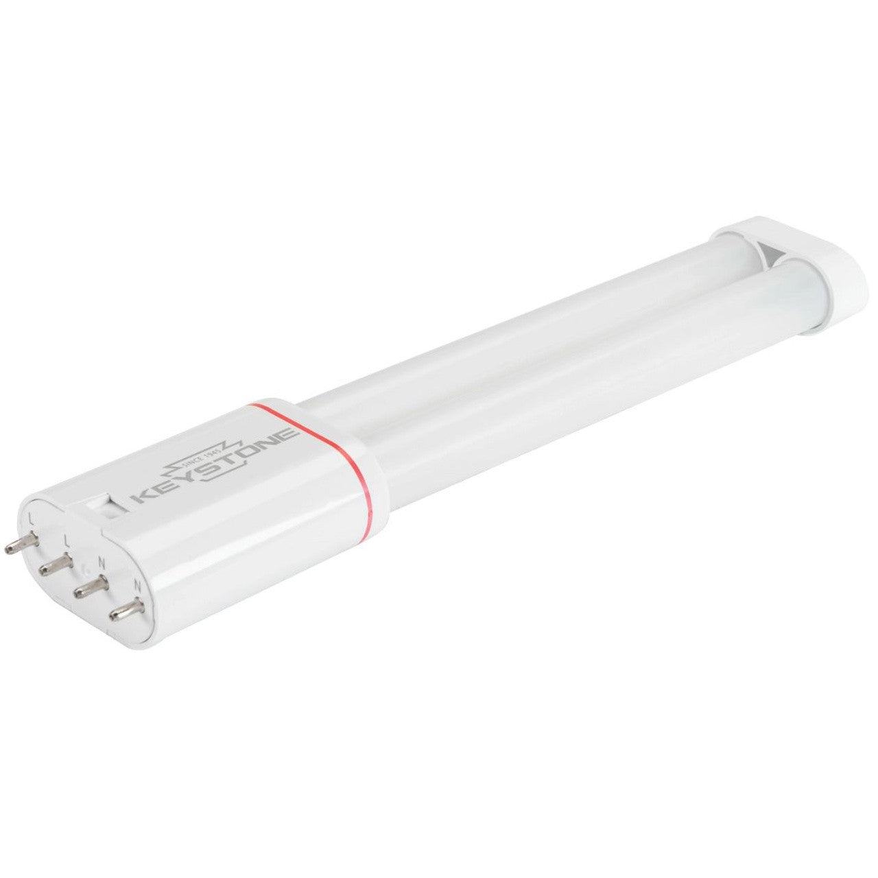 Keystone KT-LED8PLL-9GC-840-D Non-Dimmable 8.5W 4000K 4 Pin Shatterproof Glass Single Twin Tube PLL LED Bulb, Ballast Bypass