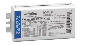 Keystone KTEB-218-UV-RS-DW-CP CFL KIT, (1) or (2) 18W CFL, 120-277 Multi-Voltage, High Power Factor, Rapid Start, Dual Wire Case