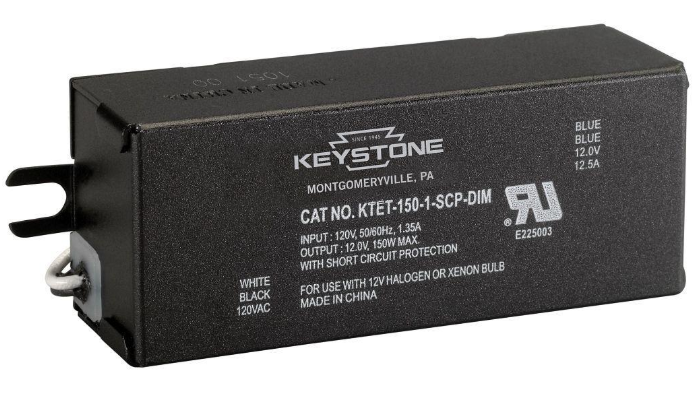 Keystone KTET-150-1-SCP-DIM-DP 150W Low Voltage Halogen Transformer, 120V input, 12V Output, Shrink Wrapped