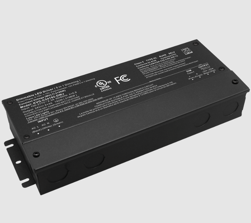 Lotus LED Lights KVG-C24192-DWJ 24V 192W 5-in-1 Dimmable cULus Driver with Built-in Wiring Chambers 120-277V Wet Class 2 Type HL Constant Voltage