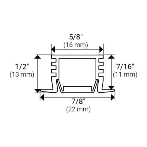 Task Lighting L-002XL-FR-48 48" 002XL Series Recessed Aluminum Profile, Frosted Lens