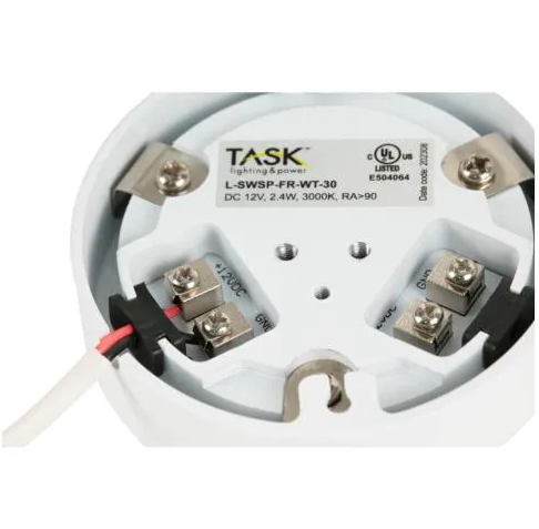 Task Lighting L-SWSP-FR-WT-30 180 Lumens/Fixture 12-volt Puck Light, Single-White, White Finish, Soft White 3000K, Direct-Wire or Barrel Connection