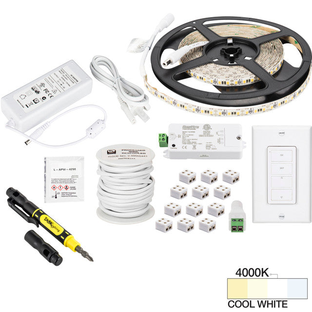 Task Lighting L-VURK-16-40 16 Ft. 225 Lumens Per Foot Vivid Uno Wireless Controller Retail Tape Light Kit, 1 Zone 1 Area, CCT 4000K Cool White
