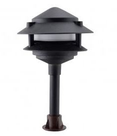 Orbit L2020-BK-F-WW Led Cast Aluminum Outdoor 2-Tier Pagoda Frosted Lens, Wattage 2W, Voltage 12V, Color Temperature 3000K, Black Finish