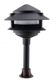 Orbit L2020B-BK-WW Led Cast Aluminum Outdoor 2-Tier Pagoda Frosted Lens, Wattage 3W, Voltage 12V, Color Temperature 3000K, Black Finish