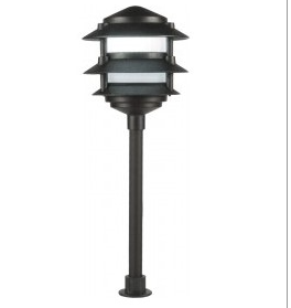 Orbit L2030B-C-BK-CW Led Three Tier Low-Voltage Pagoda Clear Lens Light Cast Aluminum, Wattage 3w, Voltage 12V, Color Temperature 4100K, Black Finish