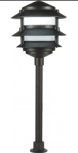 Orbit L2030B-F-BK-WW Led Three Tier Low-Voltage Pagoda Frosted Lens Light Cast Aluminum, Wattage 3w, Voltage 12V, Color Temperature 3000K, Black Finish