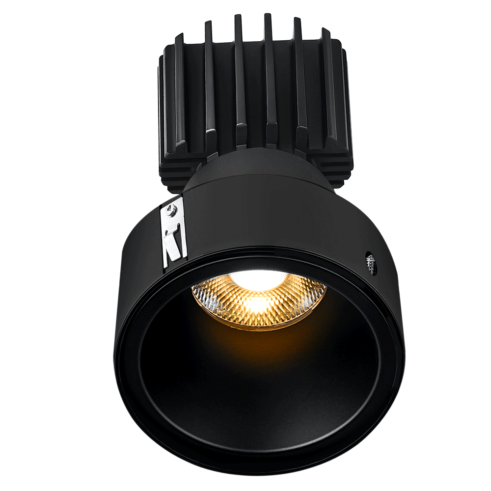 Lotus LED Lights L3F-RDF-BK-LB36-5C95 Tangra 3" Gimbal Round Recessed Invisible Flangeless Black Trim, Lens Black, Beam Angle 36°, Color Temperature DTW 30K to 18K, CRI95