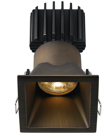 Lotus LED Lights L3F-SDT-BR-RC36-5C95 Tangra 3" Fixed Square Deep Regressed Thin Bronze Trim, Reflector Clear Glass, Beam Angle 36°, Multi-Color Temperature, CRI95
