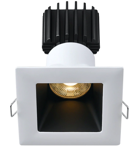 Lotus LED Lights L3F-SRW-WB-LB50-3K98 Tangra 3" Fixed Square Recessed Wide White-Black Duo Trim, Lens Black, Beam Angle 50°, Color Temperature 30K, CRI98