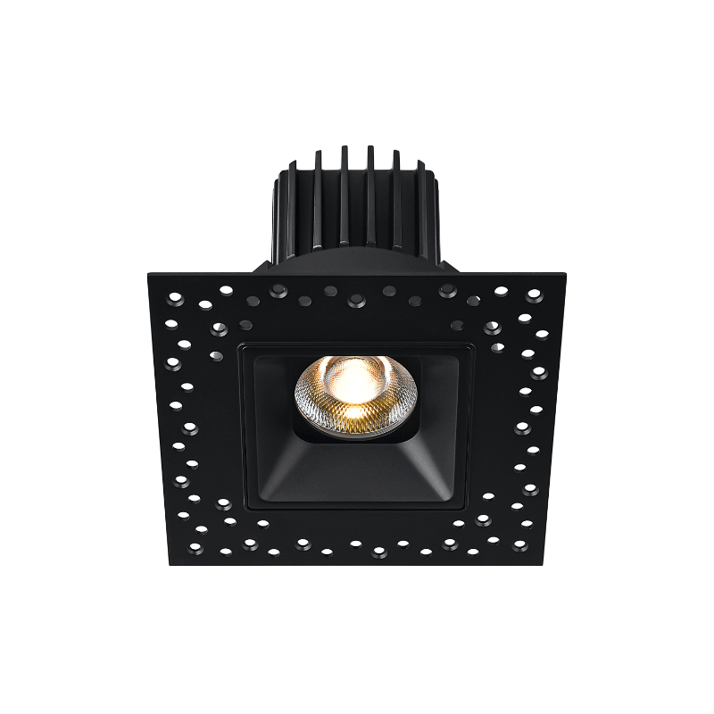 Lotus LED Lights L3F-SRI-BK-LB24-3K98 3" Tangra LED Fixed Square Recessed Invisible Trim - CCT: 3000K - CRI: 98 - Trim Finish: Black- Optics: Lens Black - Beam Angle: 24°