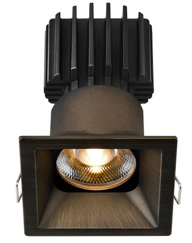 Lotus LED Lights L3F-SRT-BR-RF50-5C98 Tangra 3" Fixed Square Recessed Thin Bronze Trim, Reflector Frosted Glass, Beam Angle 50°, Multi-Color Temperature CRI98