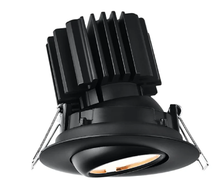 Lotus LED Lights L3G-RFW-BK-RS20-5C95 3" Tangra LED Gimbal Round Flat Wide Trim, Reflector Semi Frosted Glass, Beam Angle 20°, Multi-Color Temperature, Black Finish