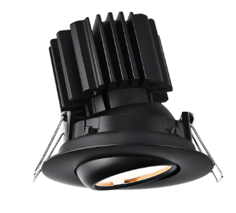 Lotus LED Lights L3G-RFW-BK-RS20-5C98 3" Tangra LED Gimbal Round Flat Wide Trim, Reflector Semi Frosted Glass, Beam Angle 20°, Multi-Color Temperature, Black Finish