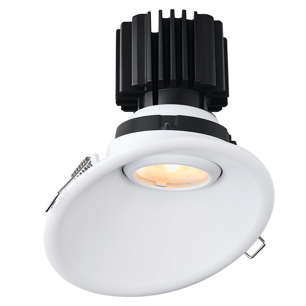 Lotus LED Lights L3G-RST-WH-RF60-4C90 4" Tangra Gimbal Round Sloped Thin Trim - Color Temperature: 4CCT + Dim to Warm - Reflector With Frosted Glass - Beam Angle: 60° - Finish: White