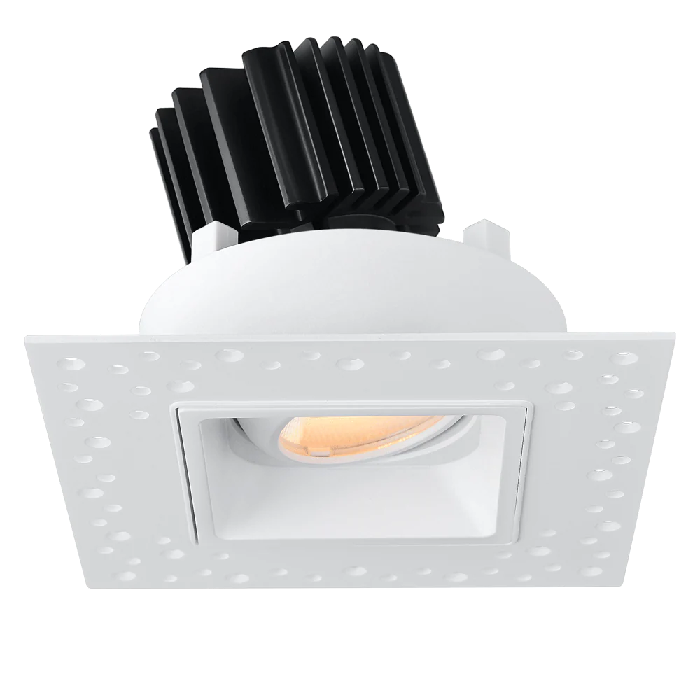 Lotus LED Lights L3G-SIT-WH-RF60-1895 3" Tangra Gimbal Square Invisible Trim With Reflector Frosted glass - Beam Angle: 60° - Finish: White