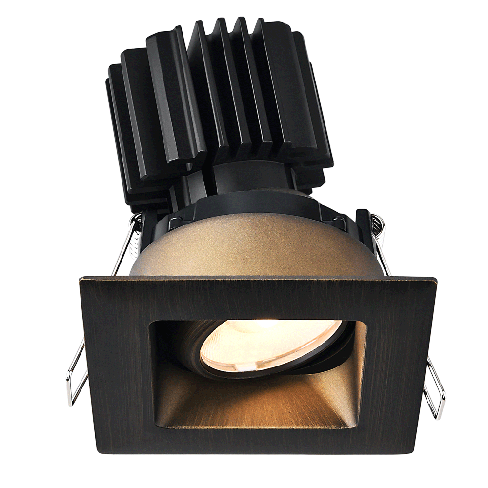 Lotus LED Lights L3G-SRW-BR-RF60-4C90 3" Tangra LED Gimbal Square Wide Trim - Color Temperature: 4CCT + Dim To Warm - Reflector With Frosted Glass - Beam Angle: 60° - Finish: Bronze