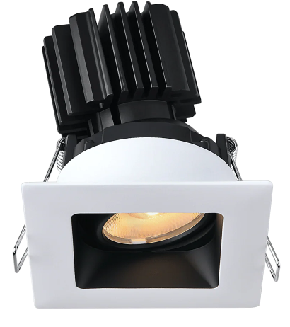 Lotus LED Lights L3G-SRW-WB Tangra 3" Gimbal Square Recessed Wide Trim, White Trim Black Reflector Trim