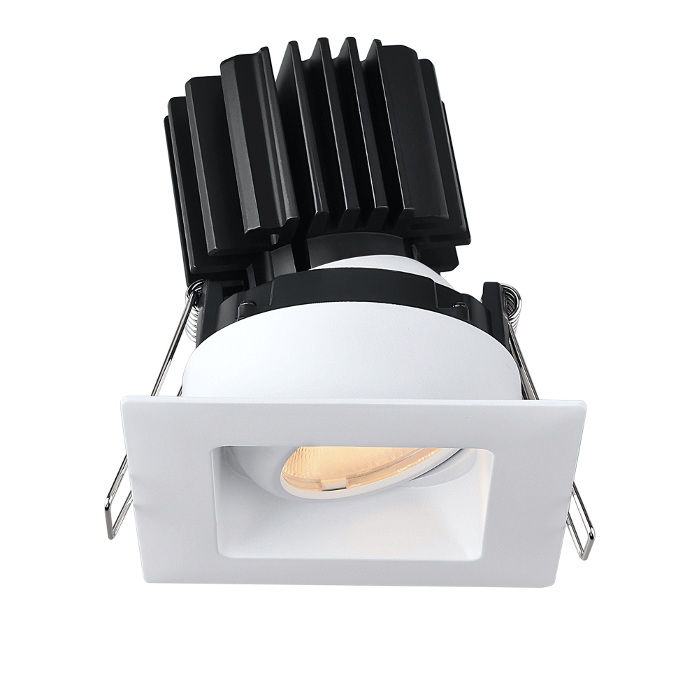 Lotus LED Lights L3G-SRW-AZ-RF50-3K95 Tangra 3" Gimbal Square Recessed Wide Trim – CCT 3000K – 50° Beam – Alzak Trim – Frosted Glass Reflector – CRI95