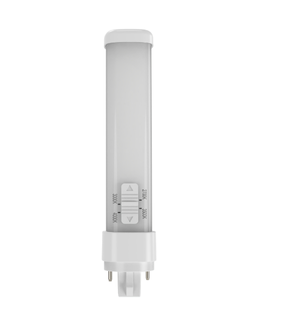 Eiko L8.3WPLC/AB/8FCCT/U/G24D/HR PLC Type A+B Plastic, 80CRI, Wattage 8.3W, Lumens 1000 lm, Color Temperature 27K/30K/35K/40K, Voltage 120-277V, Horizontal G24d