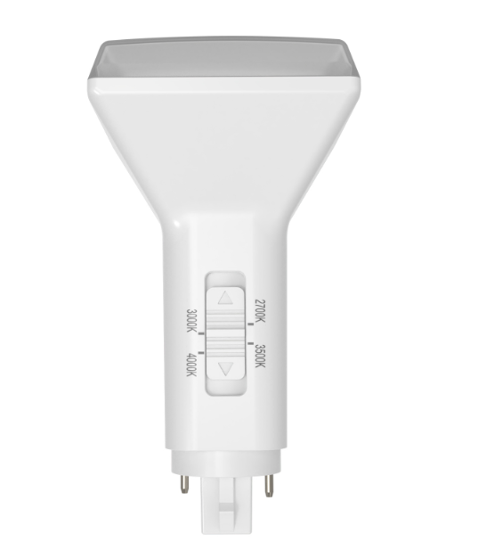 Eiko L8.3WPLC/AB/8FCCT/U/G24D/V PLC Type A+B Plastic, 80CRI, Wattage 8.5W, Lumens 1105 lm, Color Temperature 27K/30K/35K/40K, Voltage 120-277V, Vertical G24d