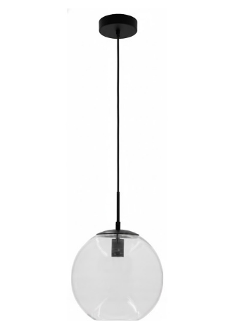 Westgate LCFG-12-E26-SG-BK 12 Inch Seeded Glass E26 Architectural Globe Pendant 67 Inch - Black Finish