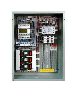 PLC Multipoint LCM-AS-3Z-U-1-3OP41 Contactor Panel, Astronomical Clock, Three (3) Zones, Three (3) 4-Pole (120V Coil, 30A), N.O. Contactors, 16"x12"x6" NEMA 1 Hinged-Door Enclosure